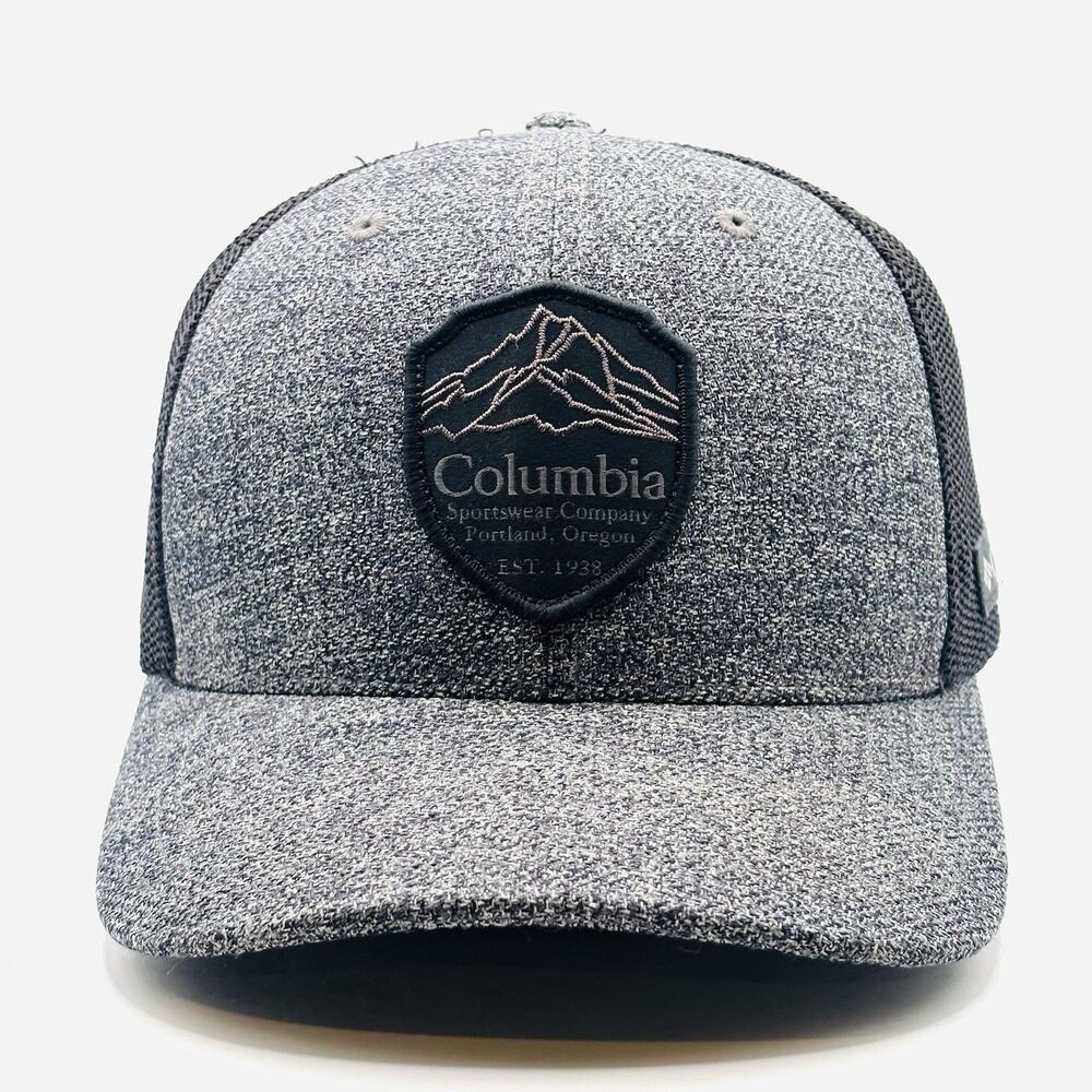 Columbia Hat Cap Snap Back Gray Black Trucker Mesh Patch Flexfit Mens Outdoor XL